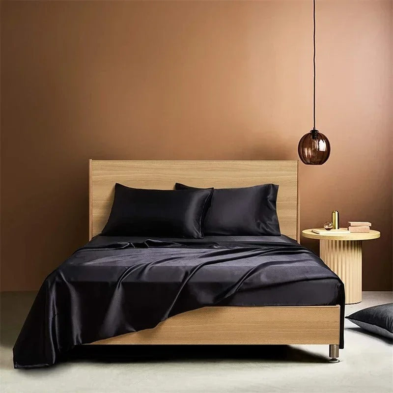 Four-piece Set Of Silk Bedding Sheets And Fitted Sheets Dream Tech Sleep