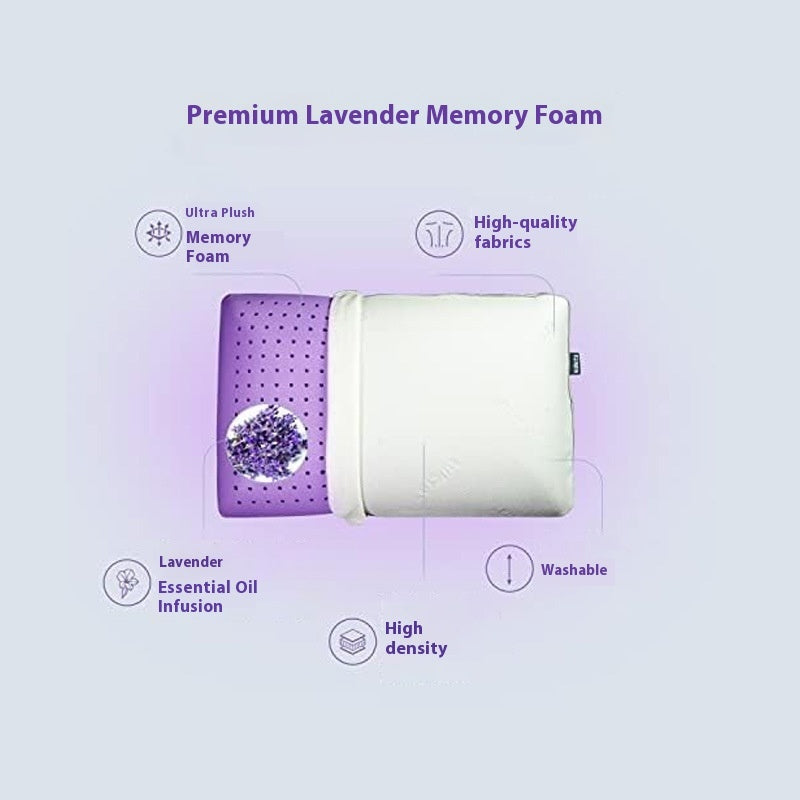 Lavender Memory Foam Breathable Ventilation Pillow for Sleep Comfort Dream Tech Sleep