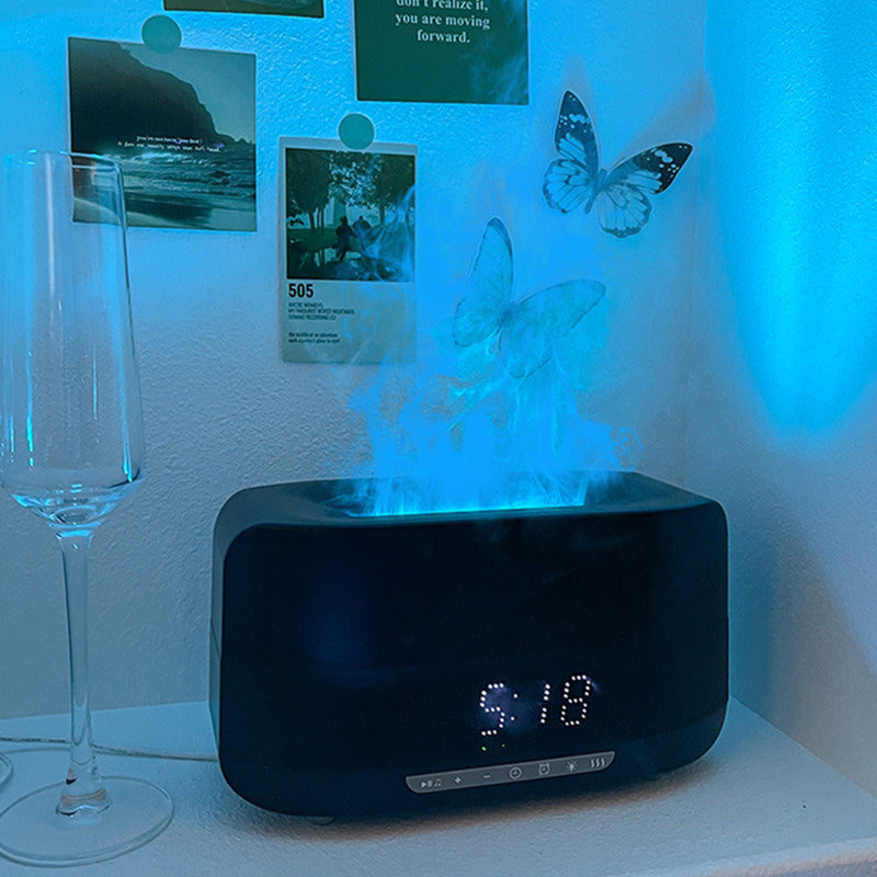 Multifunctional Bluetooth Speaker & Atmosphere Light with Flame Humidifier and Clock Dream Tech Sleep