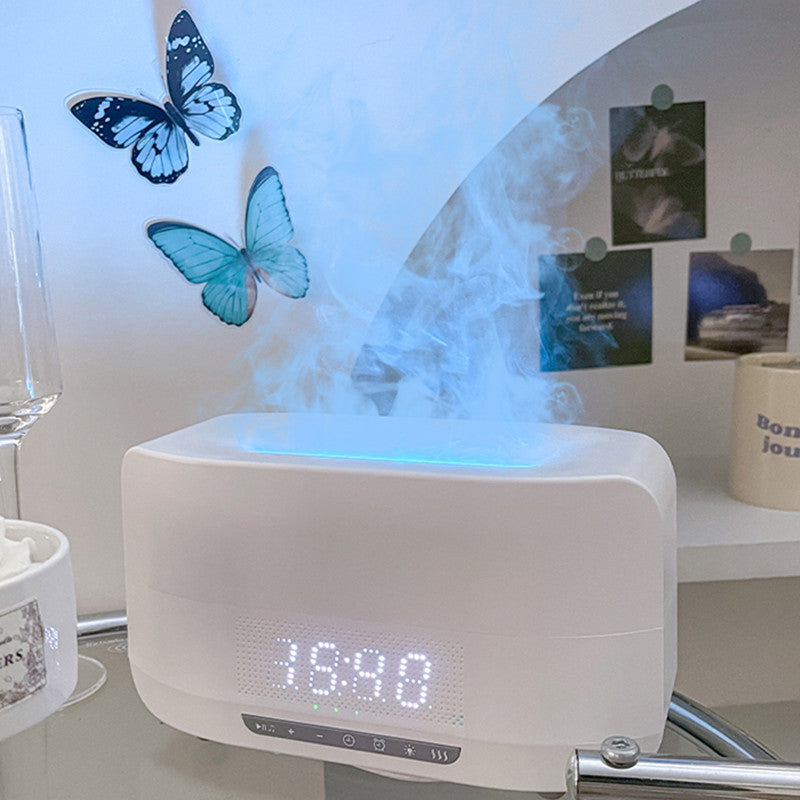 Multifunctional Bluetooth Speaker & Atmosphere Light with Flame Humidifier and Clock Dream Tech Sleep