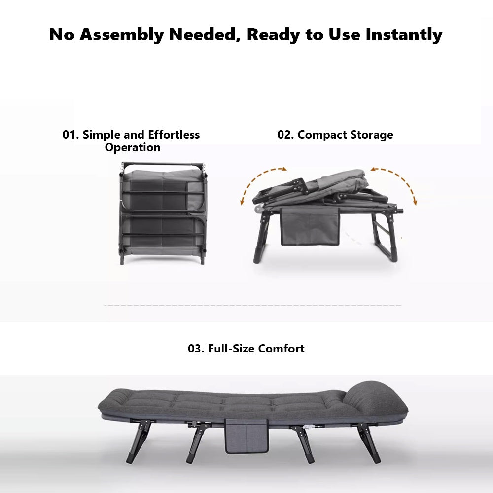 All In One Camping Cot For Adults Heavy Duty 450 Lbs Capacity, Portable Folding Bed With Built In Cushion Pillow, Lightweight Compact Design Includes Carry Bag For Indoor Outdoor Use Dream Tech Sleep
