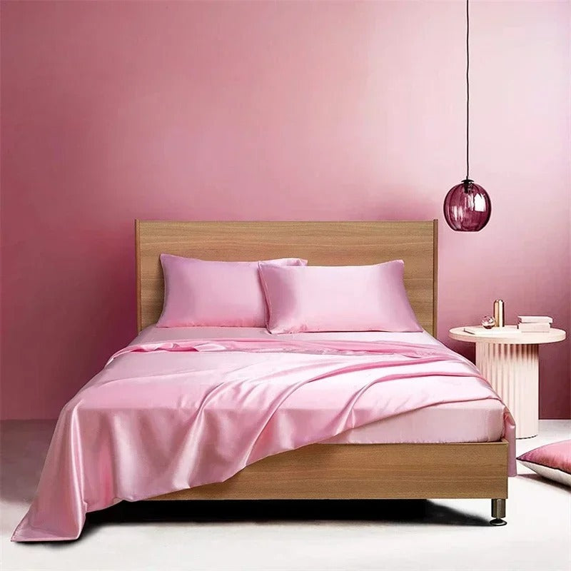 Four-piece Set Of Silk Bedding Sheets And Fitted Sheets Dream Tech Sleep