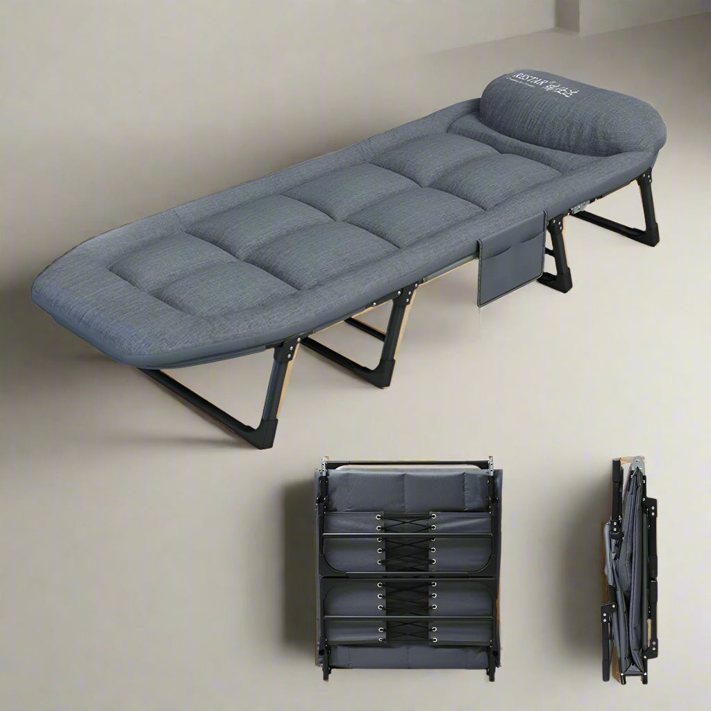 All In One Camping Cot For Adults Heavy Duty 450 Lbs Capacity, Portable Folding Bed With Built In Cushion Pillow, Lightweight Compact Design Includes Carry Bag For Indoor Outdoor Use Dream Tech Sleep