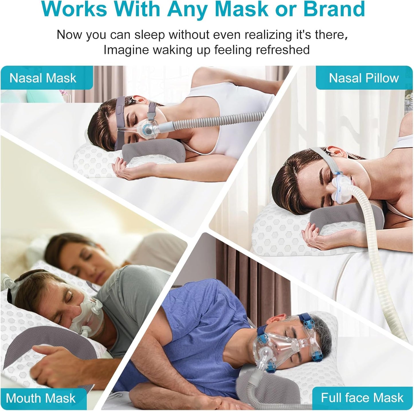 Odorless Contour CPAP Functional Pillow for Medical/Patient/Hospital Using Memory Foam Pillow Dream Tech Sleep
