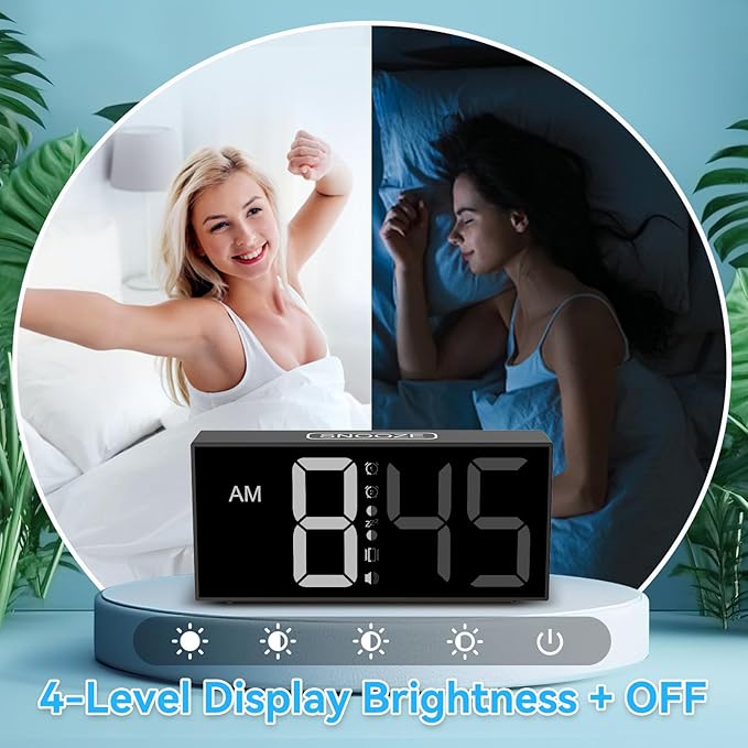 ORIA Vibrating Alarm Clock 7.5'' Large Display LED Clock Loud Alarm Clock with Bed Shaker for Heavy Sleepers Hearing Impaired Dream Tech Sleep
