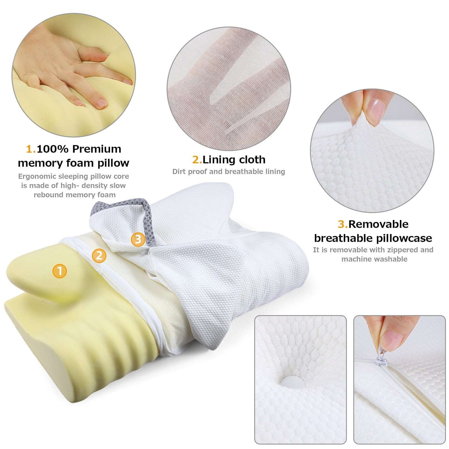 Contour Memory Foam Cervical Pillow | Ergonomic Orthopedic Design Dream Tech Sleep