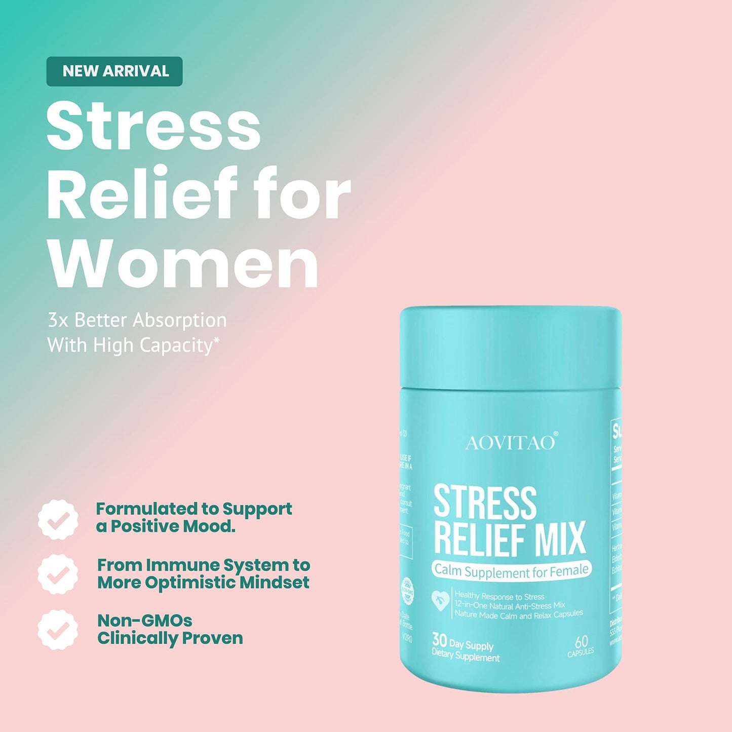 Ashwagandha For Women Supplement With L-Theanine Magnesium, Stress Relief, Focus And Relaxation Support Anxiery Pill Dream Tech Sleep