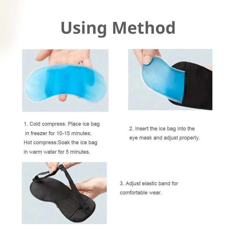Sleep Light Blocking Eye Mask and Gel Cold Ice Pack Double-Sided Ice Silk Warm Cool Sleep Eye Mask for Travel Sleeping Dream Tech Sleep