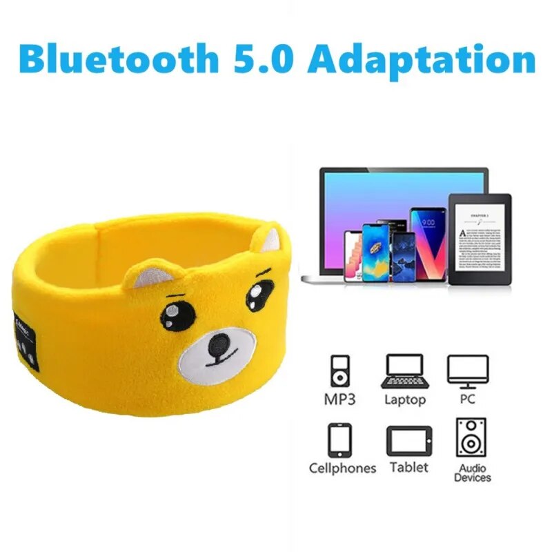 Soft Elastic Comfortable Wireless Music Earphones Kids Animal Sleeping Headphones Dream Tech Sleep