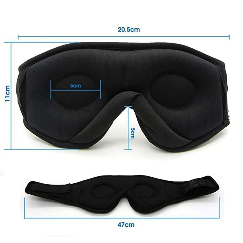 3D Wireless Bluetooth Music Eye Mask | Blackout Sleep Aid with Stereo Sound  Dream Tech Sleep
