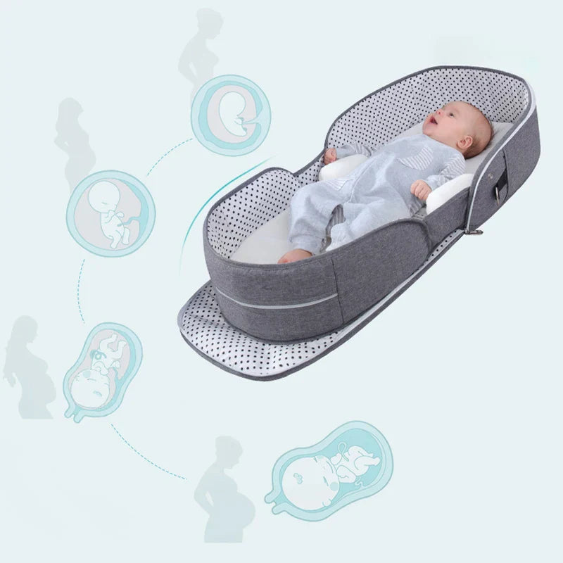 Baby Crib Multifunctional Folding Newborn Bed Dream Tech Sleep