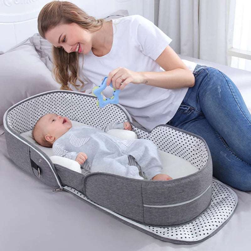 Baby Crib Multifunctional Folding Newborn Bed Dream Tech Sleep
