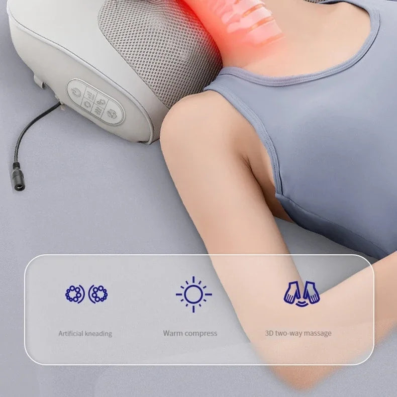 Massage Pillow Relaxation Vibrator Electric 6-key 3rd gear At Regular Time Heating Kneading Infrared therapy head Massage Pillow Dream Tech Sleep