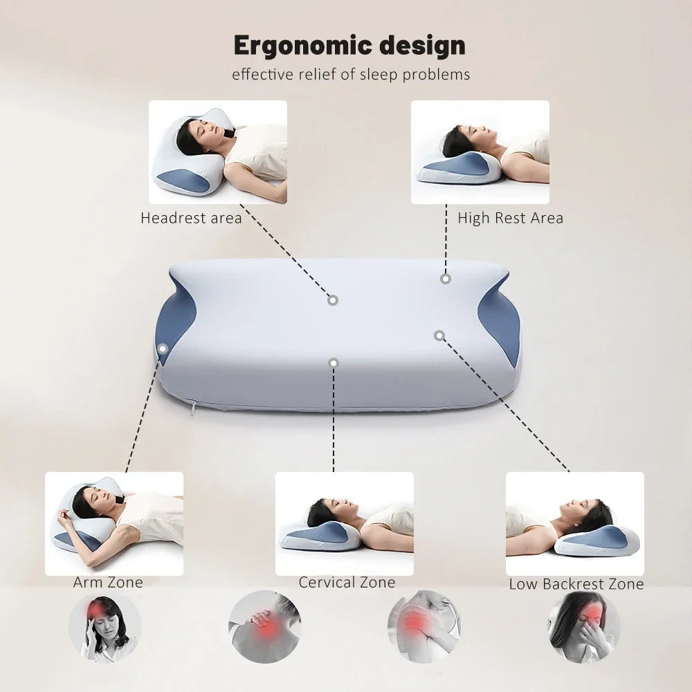 Cervical Pillow for Neck Pain Relief Hollow Design Odorless Memory Foam Pillows with Cooling Case Adjustable Orthopedic Bed Dream Tech Sleep