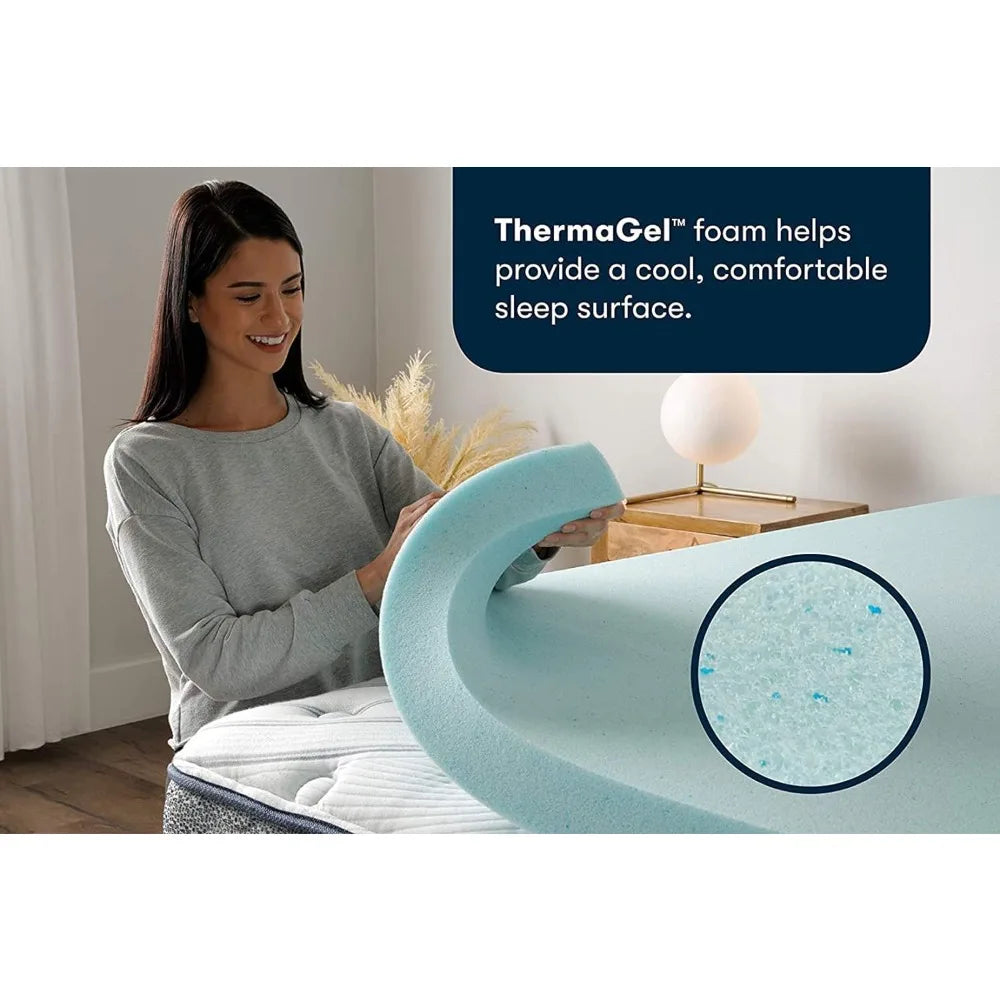 ThermaGel Cooling Memory Foam Mattress Topper | 3 Inch, King Size, Blue Dream Tech Sleep
