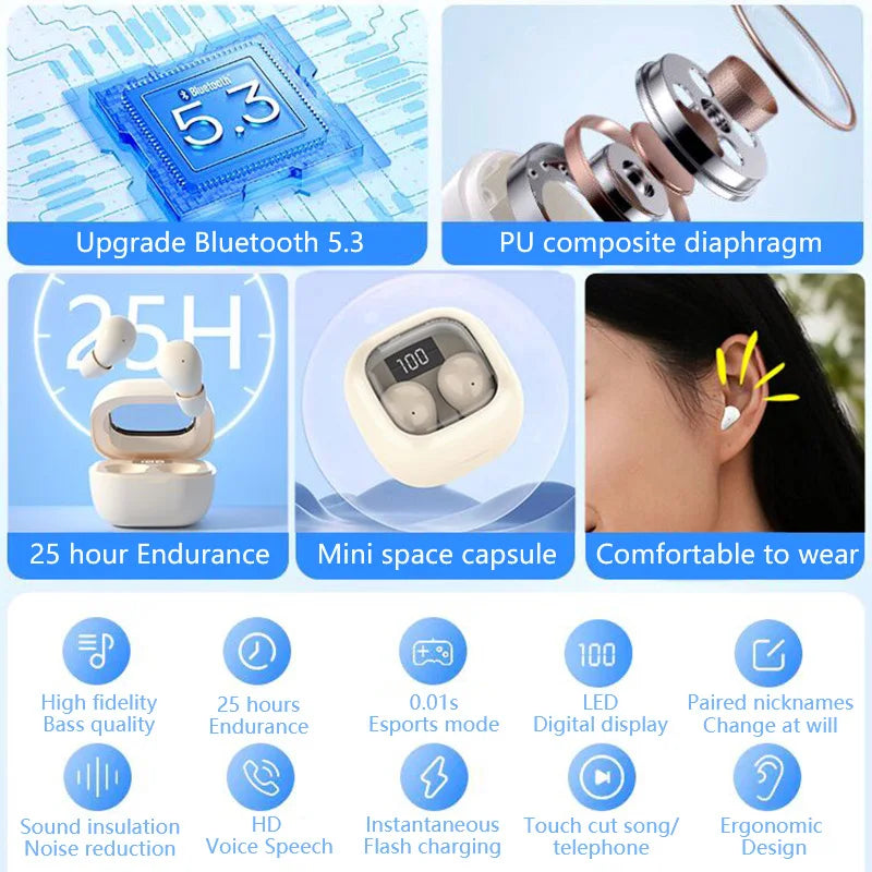 Small, Invisible, Comfortable Bass Earbuds for All Phones Dream Tech Sleep
