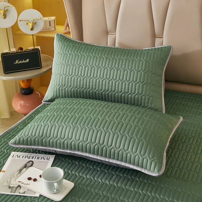 Bonenjoy Ice Cooling Pillowcase for Summer Latex Pillow Cover 48x74cm Solid Quilted Pillow Sham Home Decorative Pillowcase Dream Tech Sleep