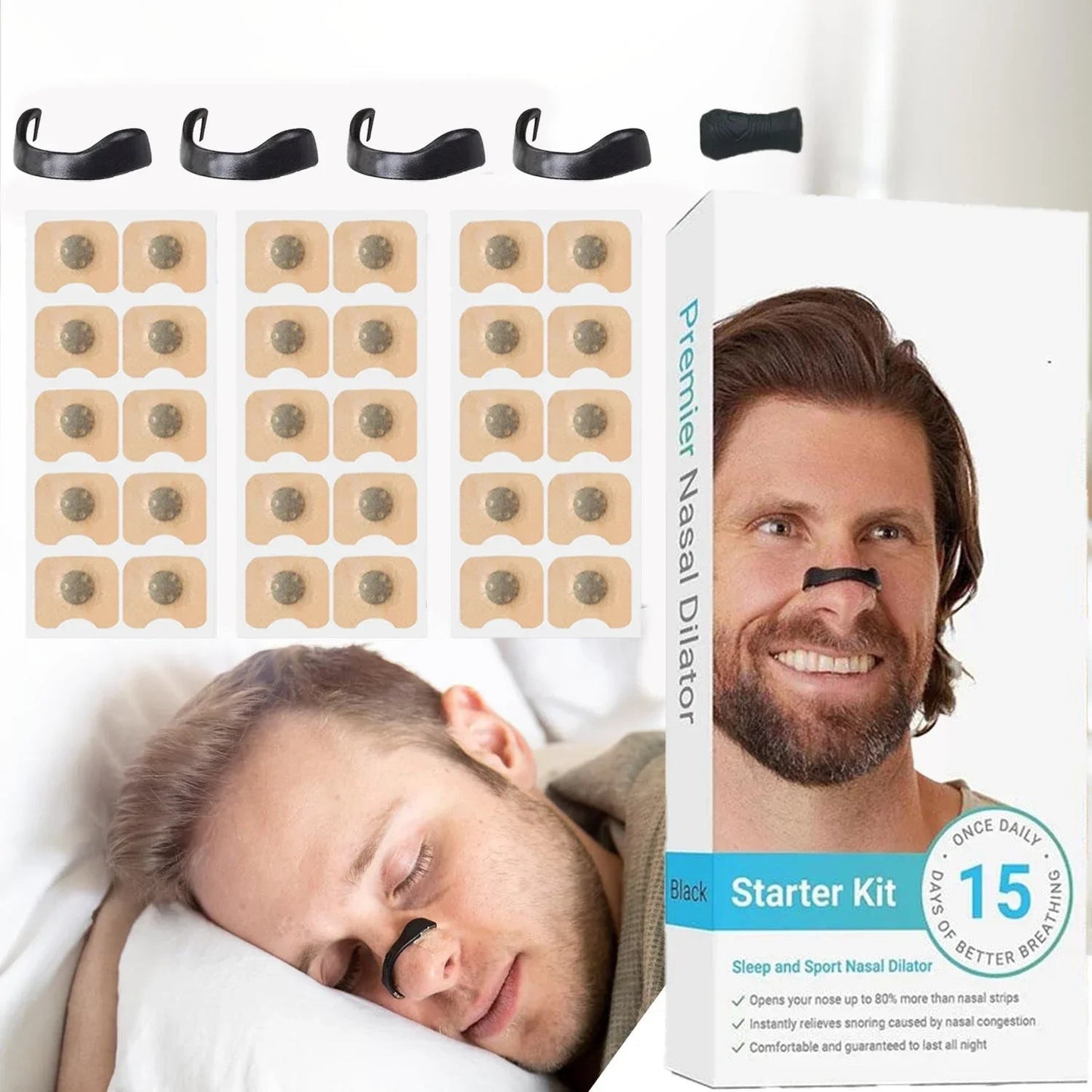 15Pairs Magnetic Nasal Breathing Dilators Kits Sport Nasal Dilator Boost Oxygen Intake,Breathing Refill Nose Clip Dream Tech Sleep