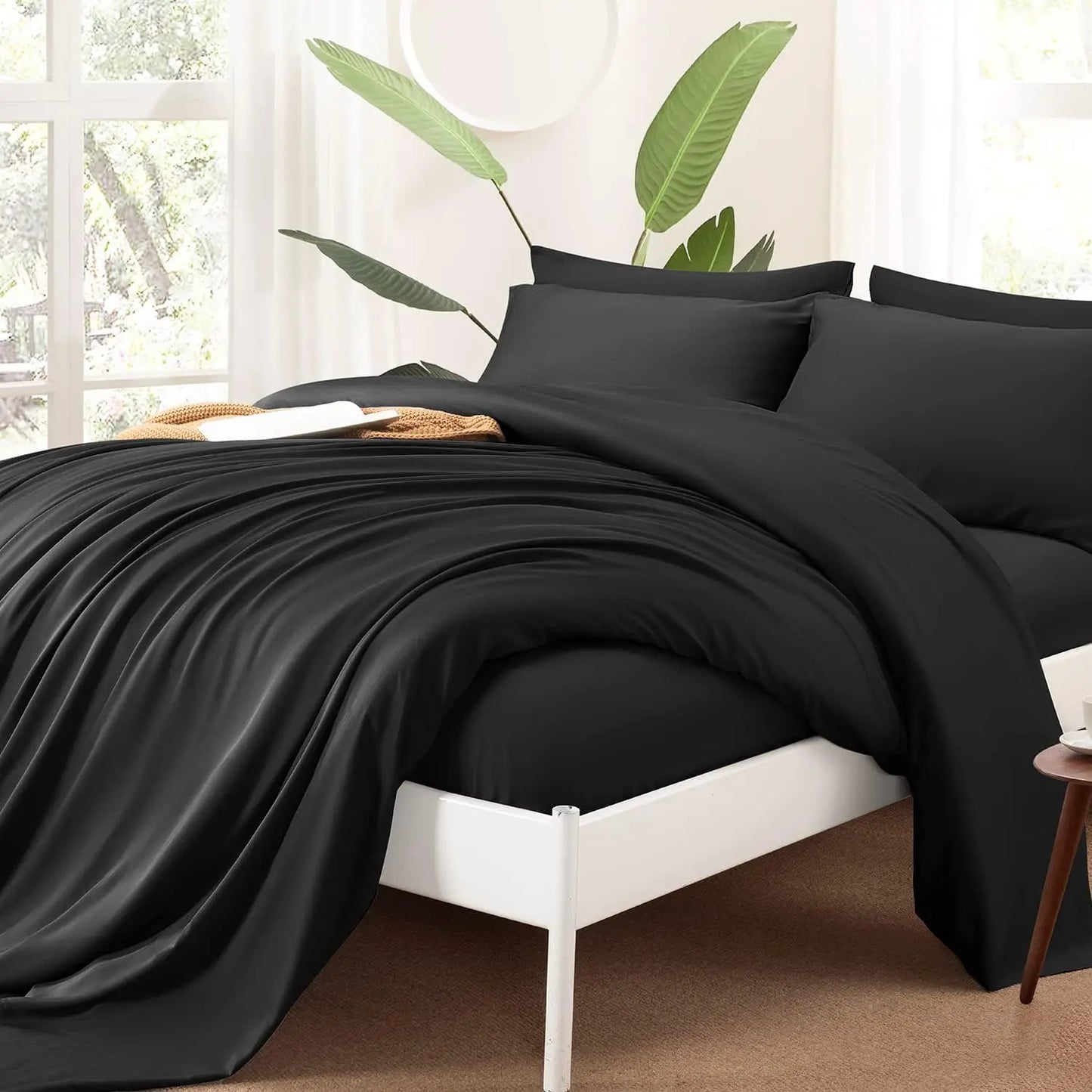 Organic Bamboo Summer Bedding Set | Luxury Bed Sheets Queen, King Size Dream Tech Sleep