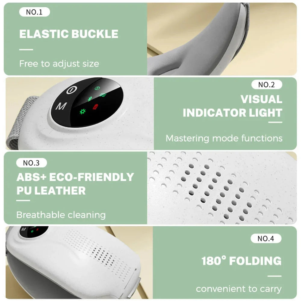 Eye Massager Smart Vibration Heating Eye Mask Relieve Fatigue Bluetooth Music Eye Massage Relax Migraines Relief Improve Sleep Dream Tech Sleep