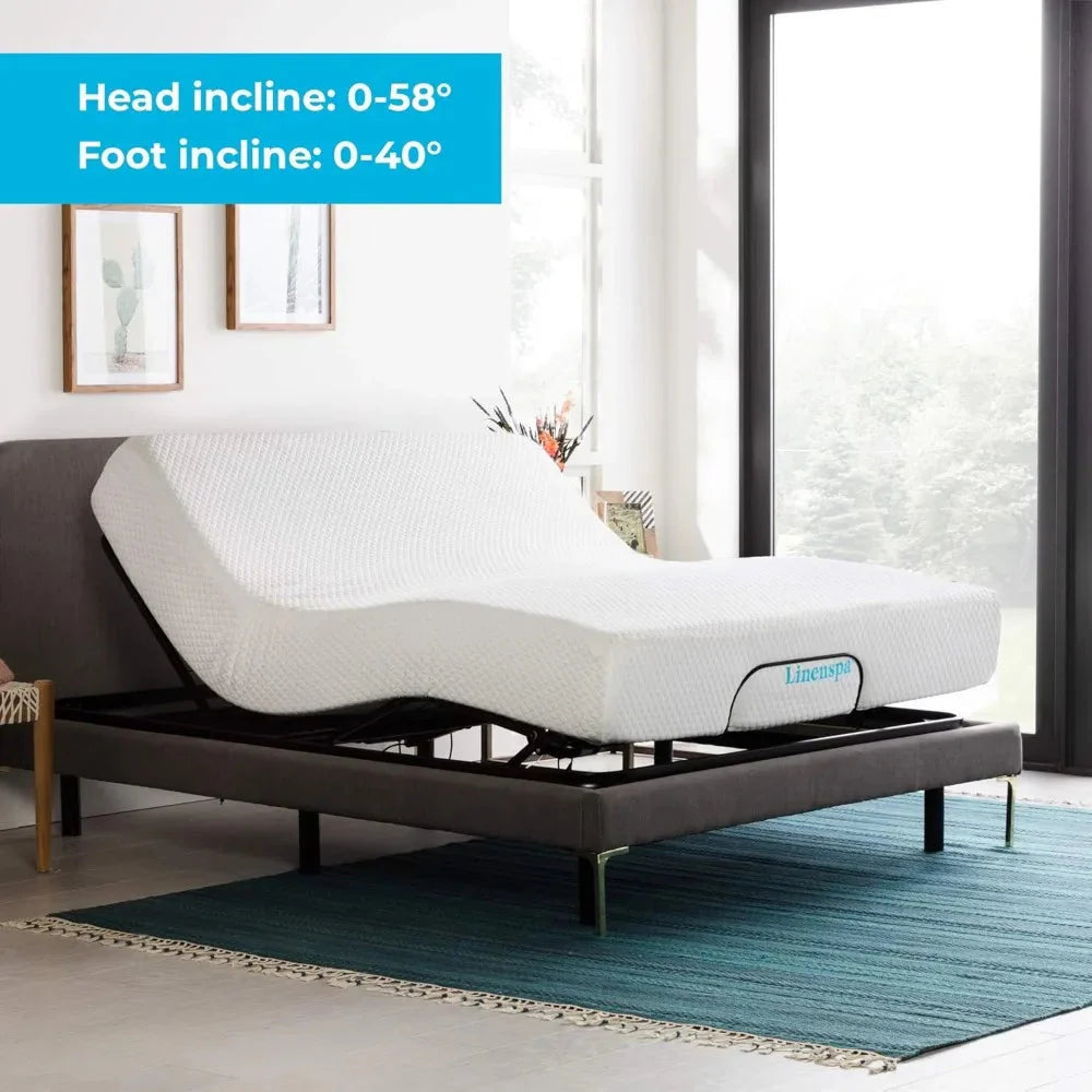Full Size Adjustable Bed Frame, Independent Head and Foot Incline, Powerful Quiet Motor, Electric Beds Base, Ergonomic Bed Frame Dream Tech Sleep