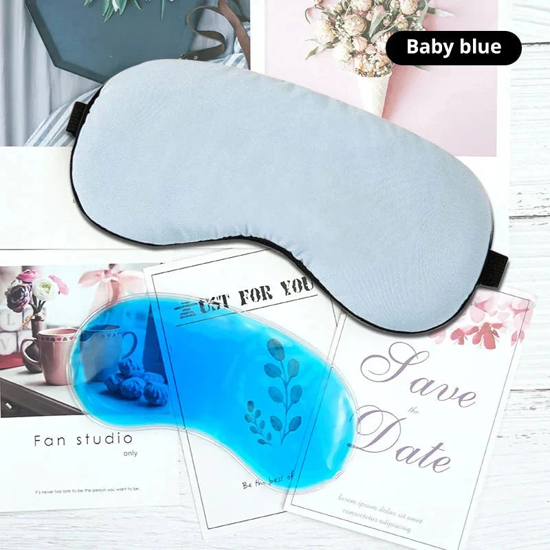 Sleep Light Blocking Eye Mask and Gel Cold Ice Pack Double-Sided Ice Silk Warm Cool Sleep Eye Mask for Travel Sleeping Dream Tech Sleep