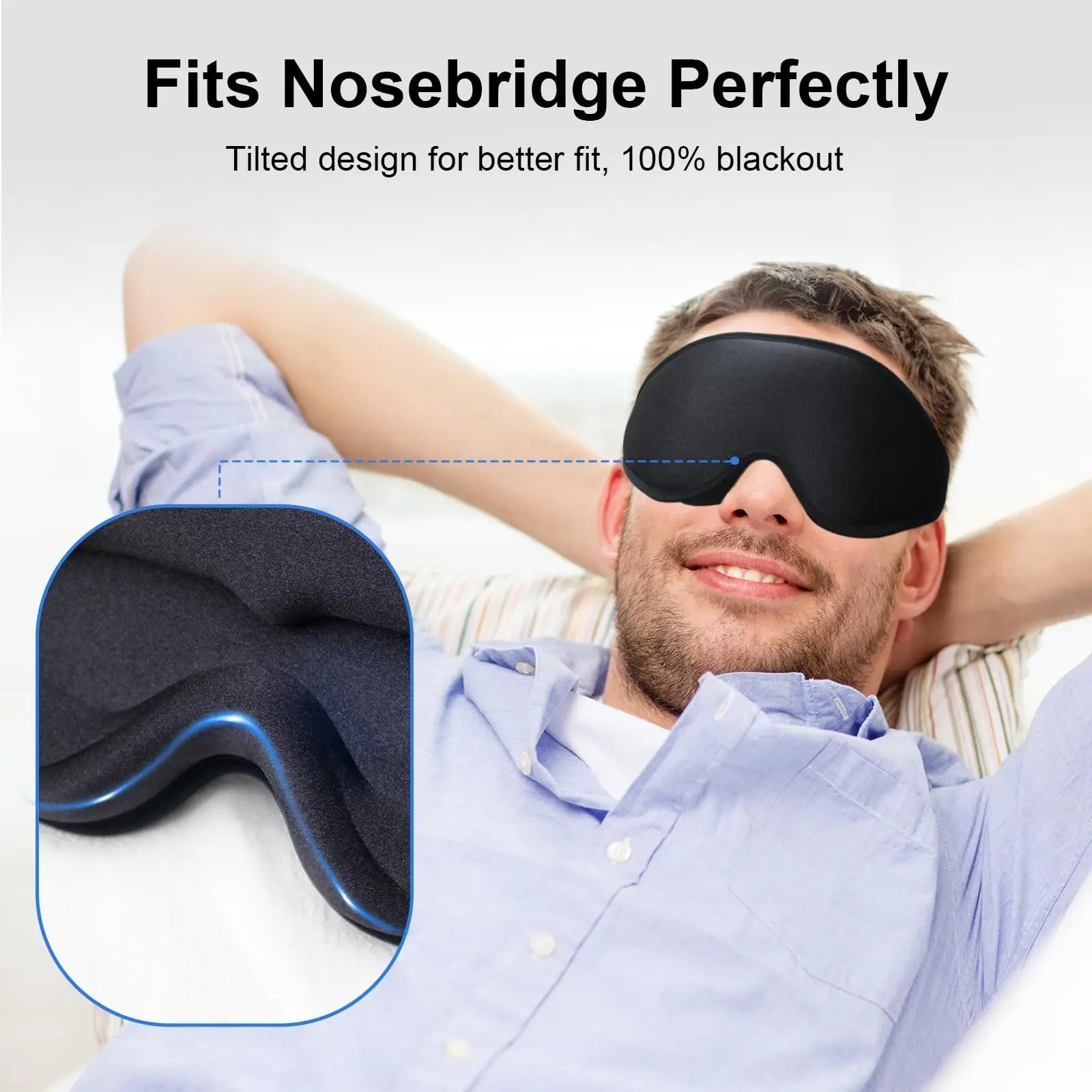 3D Sleep Mask Blindfold Sleeping Aid Eye Mask Soft Memory Foam Face Mask Eyeshade 99% Blockout Light Slaapmasker Eye Cover Patch  My Store