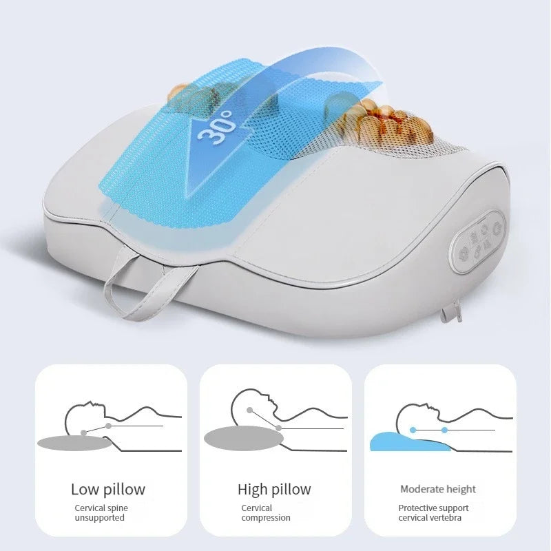 Massage Pillow Relaxation Vibrator Electric 6-key 3rd gear At Regular Time Heating Kneading Infrared therapy head Massage Pillow Dream Tech Sleep