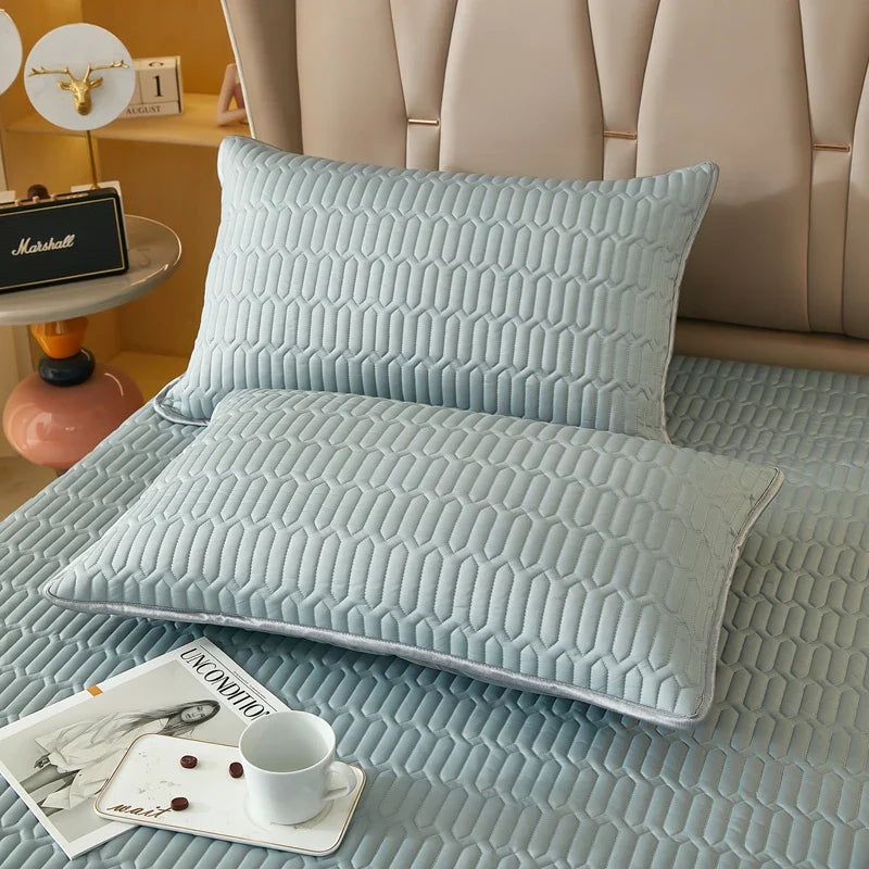 Bonenjoy Ice Cooling Pillowcase for Summer Latex Pillow Cover 48x74cm Solid Quilted Pillow Sham Home Decorative Pillowcase Dream Tech Sleep