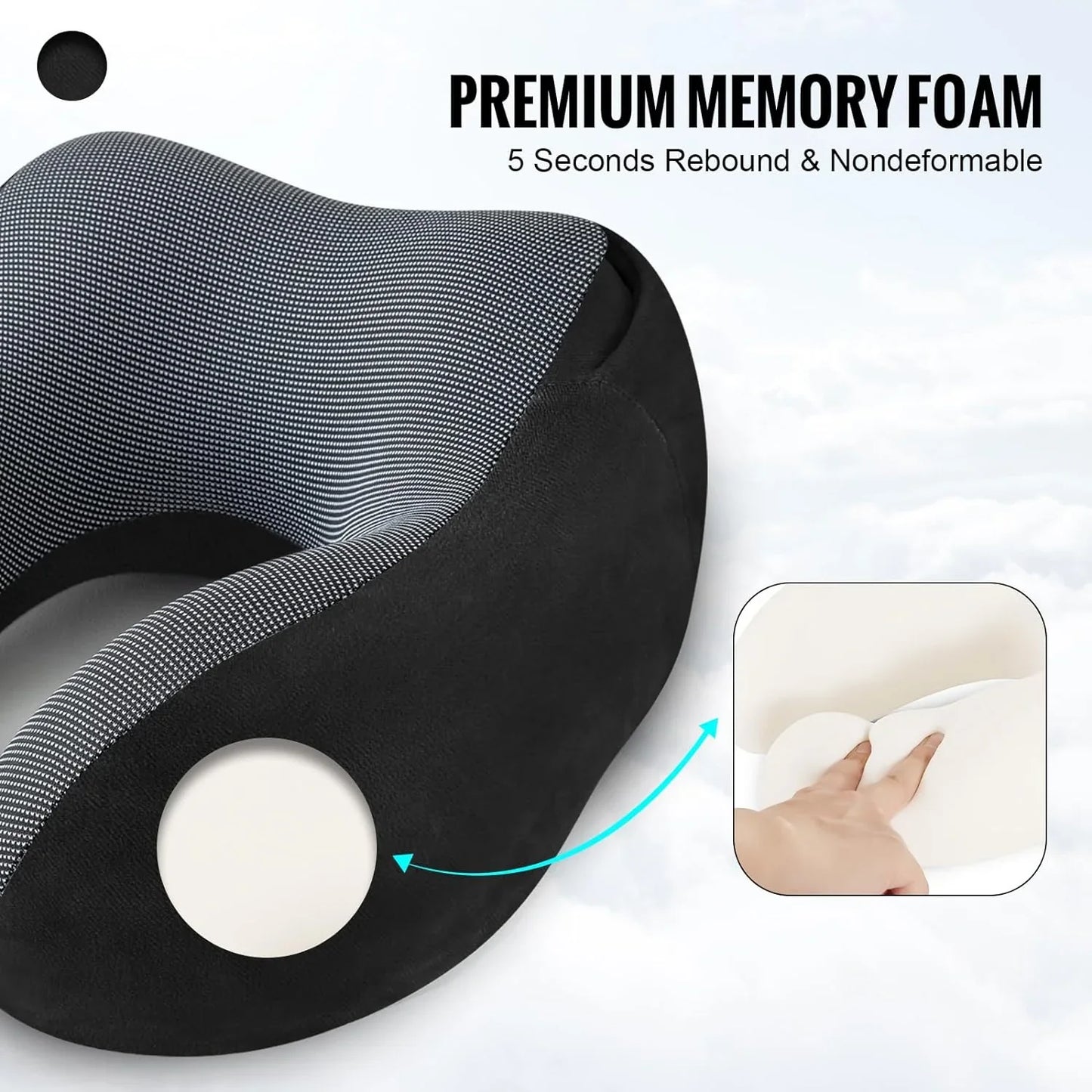 THUTMOSE Travel Pillow Velvet Memory Foam Neck Pillow with Hood Dream Tech Sleep