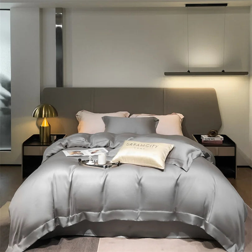 Organic Bamboo Bedding Set | Luxury Silky Duvet Cover, Pillowcase for Queen and King Size Dream Tech Sleep
