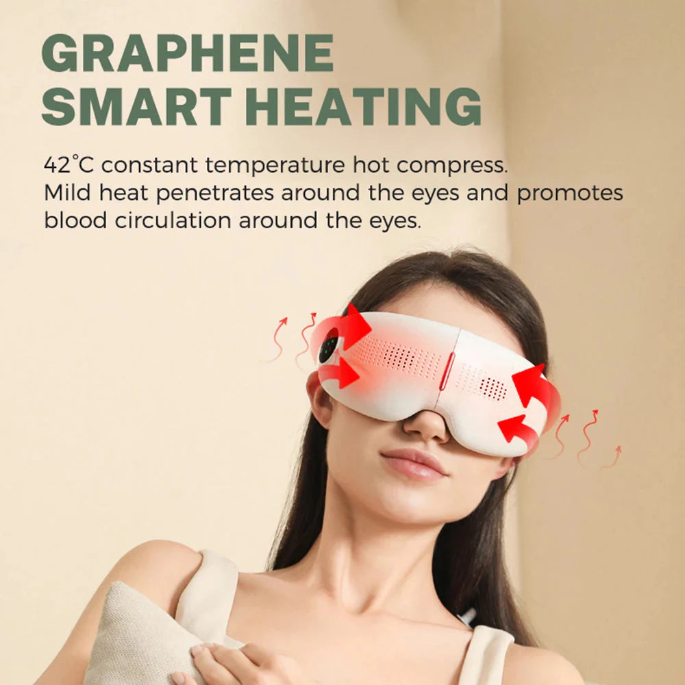Eye Massager Smart Vibration Heating Eye Mask Relieve Fatigue Bluetooth Music Eye Massage Relax Migraines Relief Improve Sleep Dream Tech Sleep