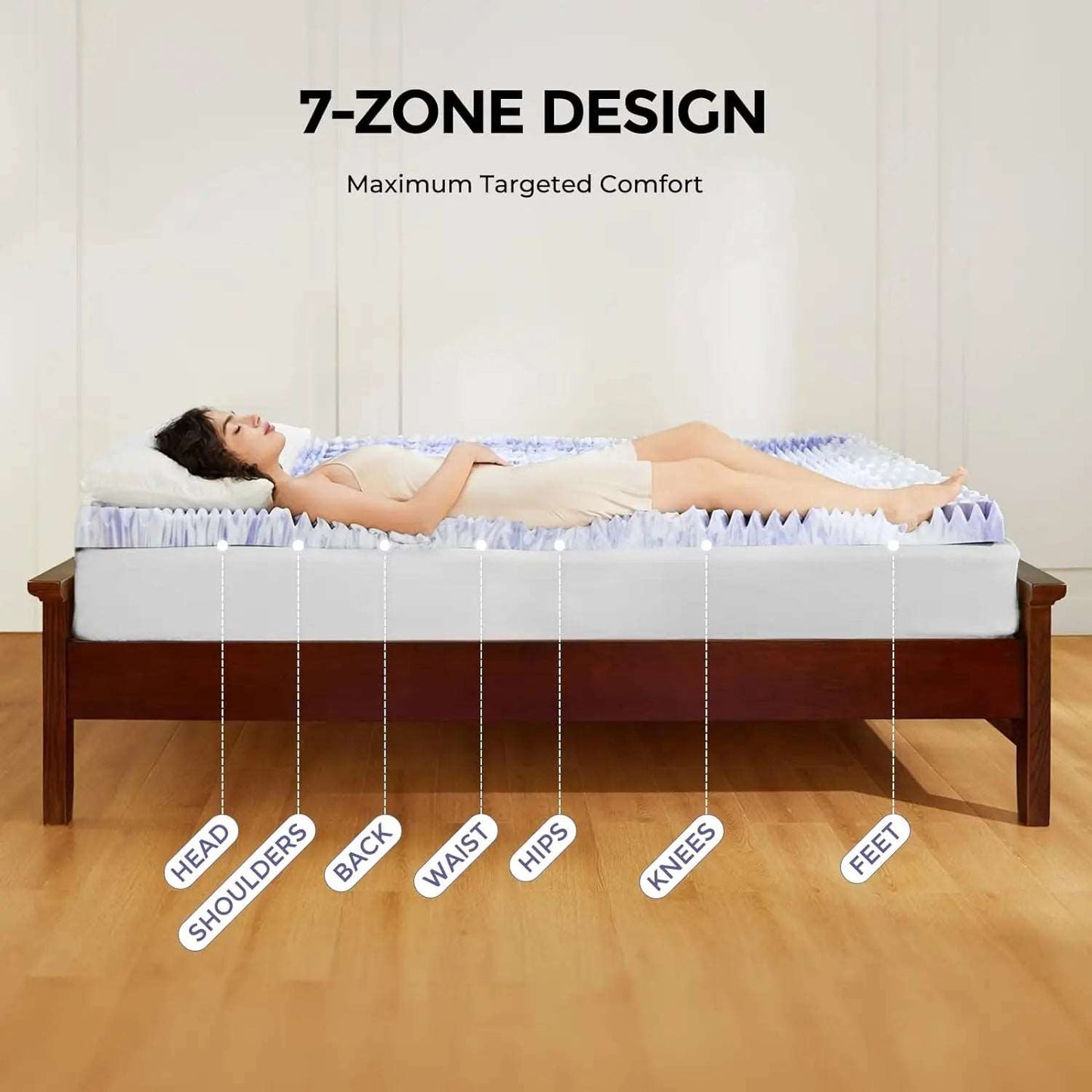 7-Zone Cooling Gel Memory Foam Mattress Topper Dream Tech Sleep