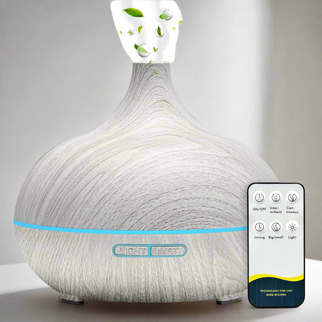 500ML Aromatherapy Essential Oil Diffuser Wood Grain Remote Control Ultrasonic Air Humidifier Cool with 7 Color LED Lights Dream Tech Sleep