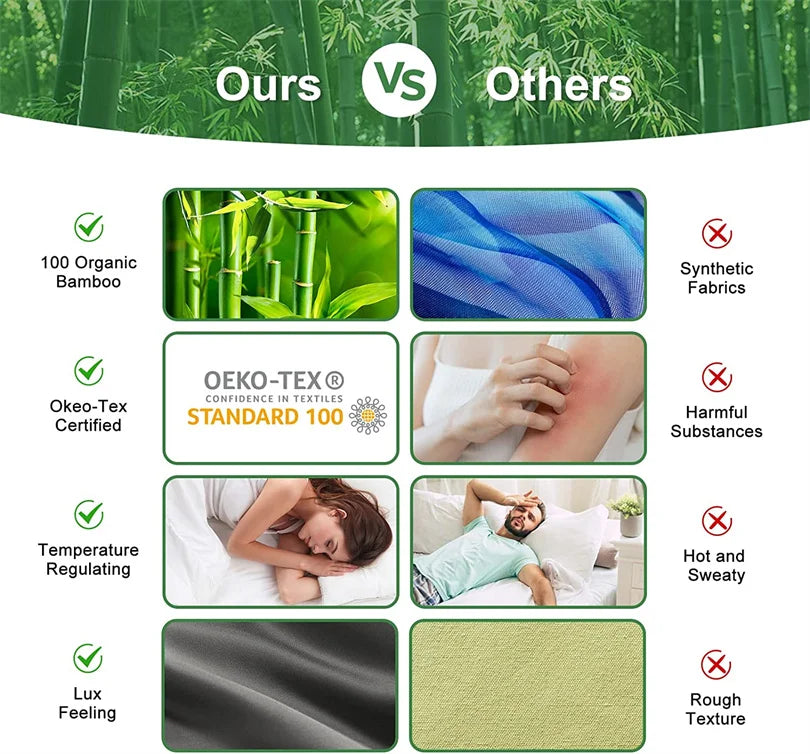 Organic Bamboo Bedding Set | Luxury Silky Duvet Cover, Pillowcase for Queen and King Size Dream Tech Sleep