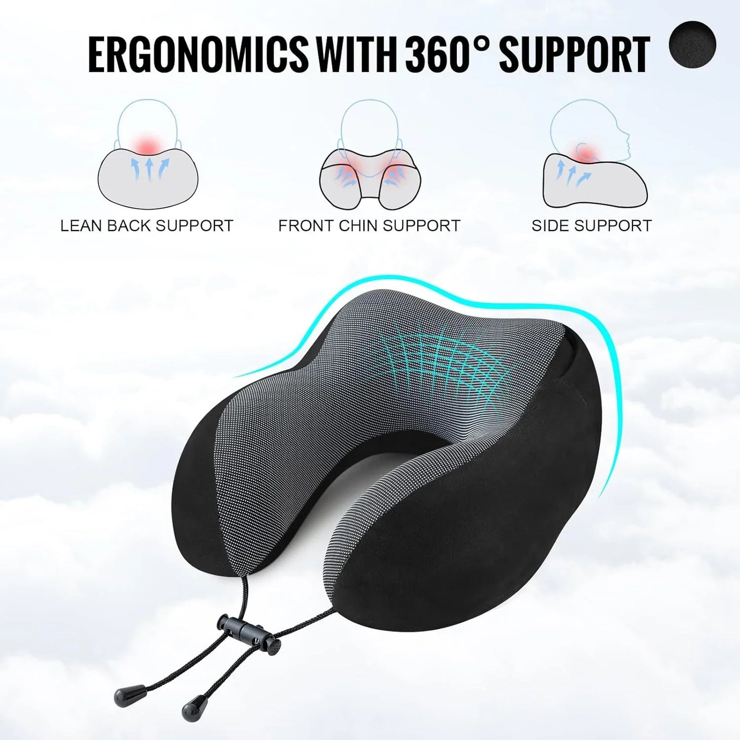 THUTMOSE Travel Pillow Velvet Memory Foam Neck Pillow with Hood Dream Tech Sleep