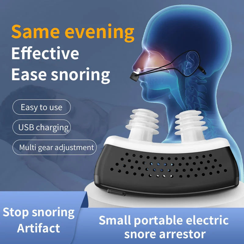 EMS Pulse Stop Snore Portable Comfortable Sleep Well Stop Snore Health Care Sleep Apnea Aid USB Smart Anti Snoring Device Dream Tech Sleep