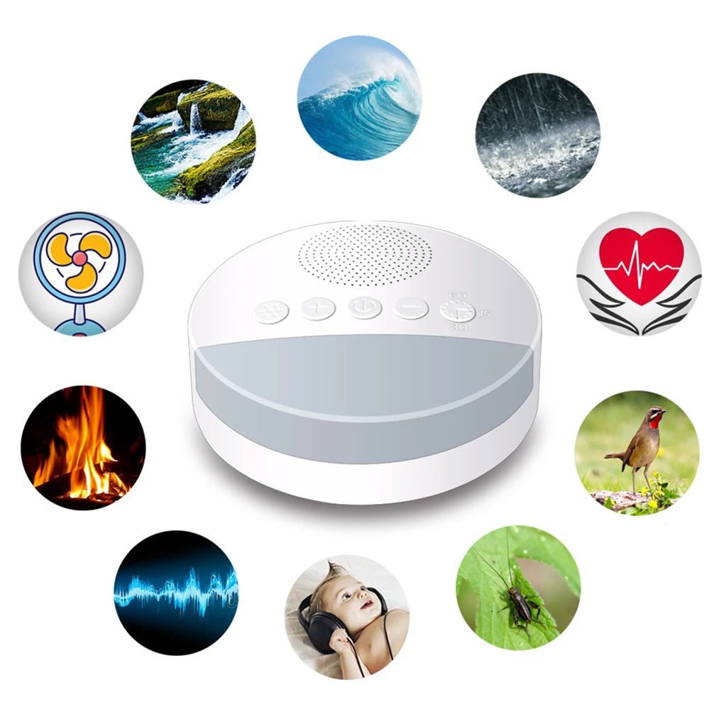 White Noise Machine Reusable Battery Operated USB Charging DC 5V Night Light Baby Adult Travel Sleeping Sound Player Dream Tech Sleep