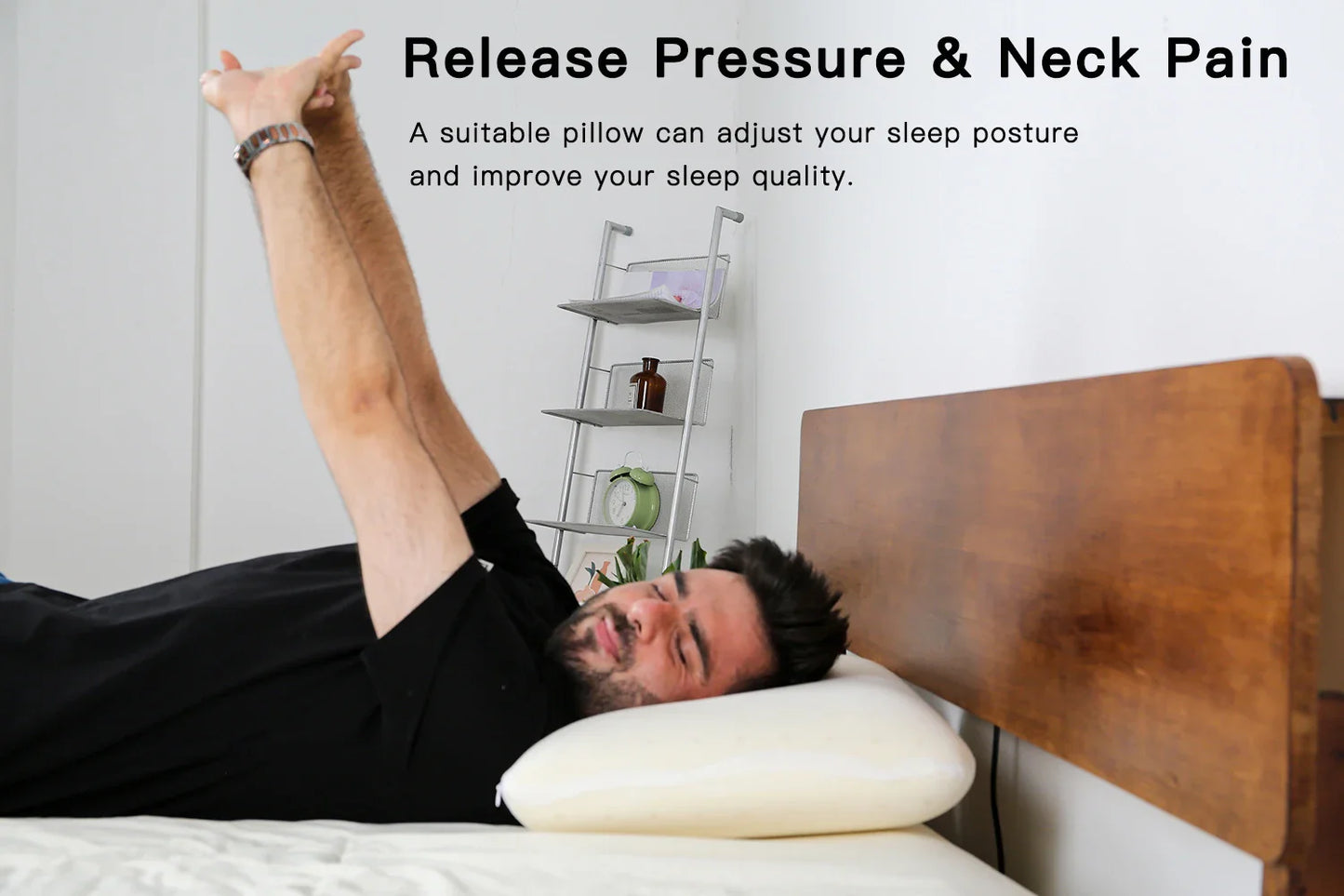 PurenLatex 60x40x10cm Orthopedic Cooling Pillow Memory Foam Pillow for Sleeping Back Sleeper & Side Sleeper Bedding Pillow Dream Tech Sleep