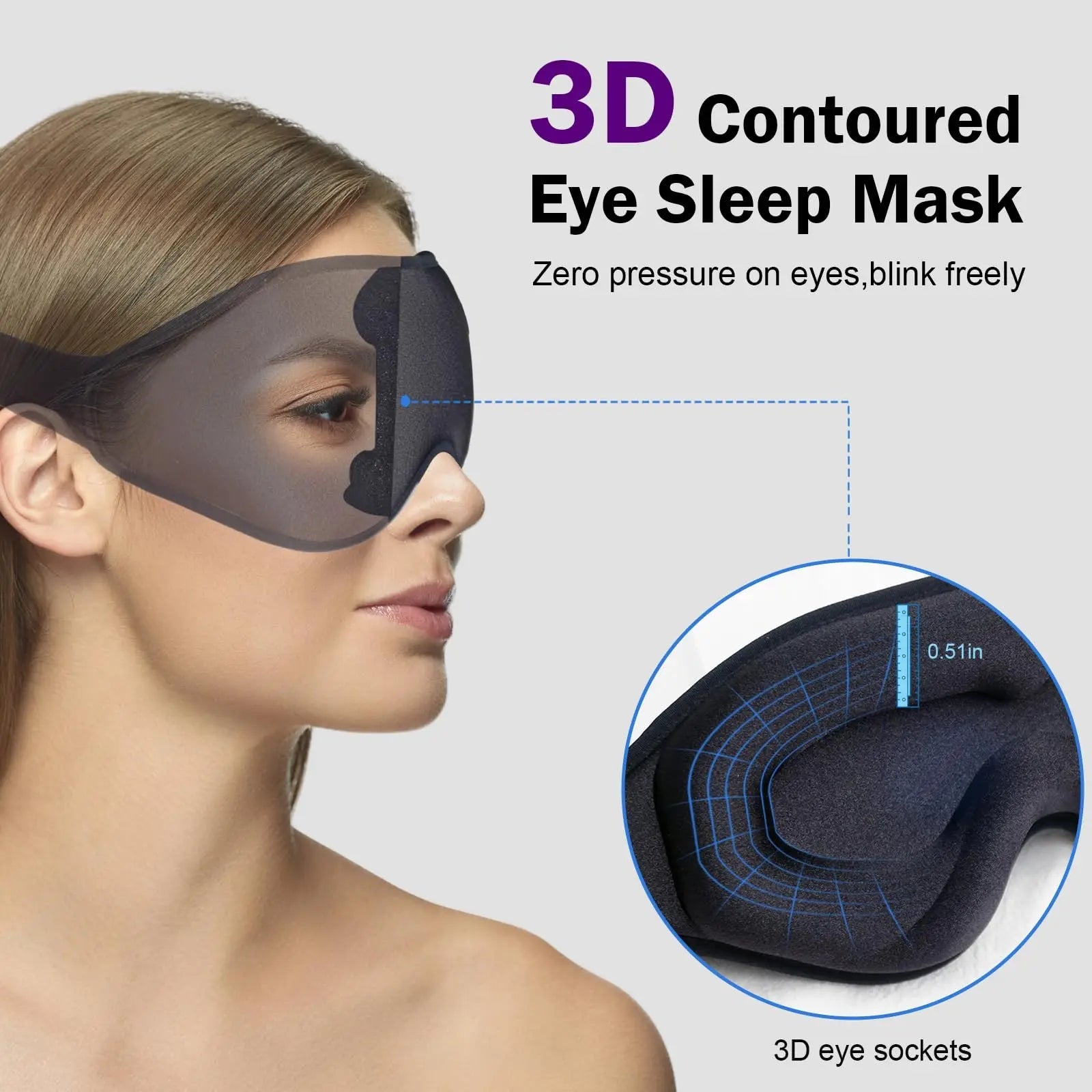 3D Sleep Mask Blindfold Sleeping Aid Eye Mask Soft Memory Foam Face Mask Eyeshade 99% Blockout Light Slaapmasker Eye Cover Patch  My Store