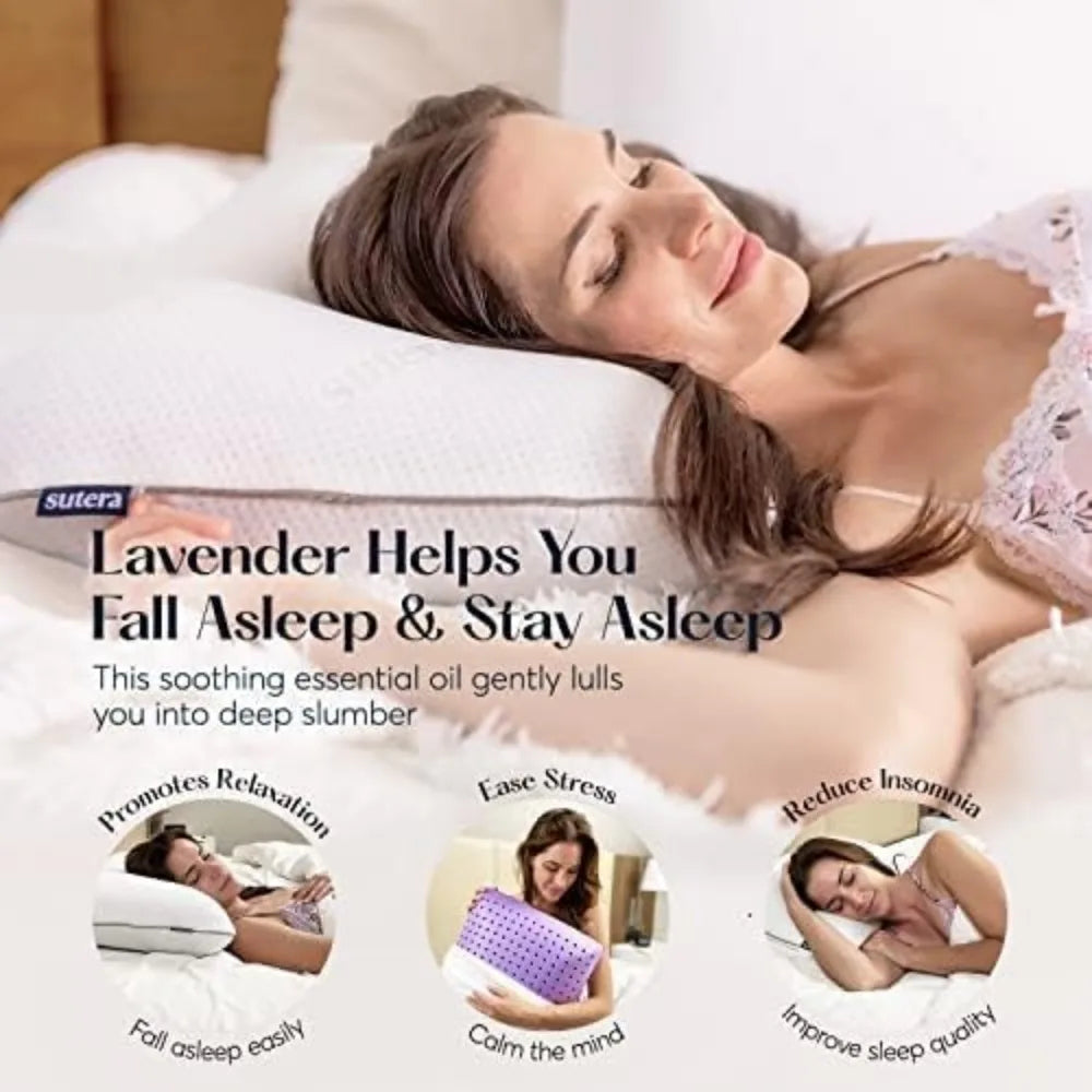 Memory Pillow Breathable Ventilated Perforat Sleeping Essential Lavender Oil Infused Cooling Pillow Neck Shoulder Back Support Dream Tech Sleep