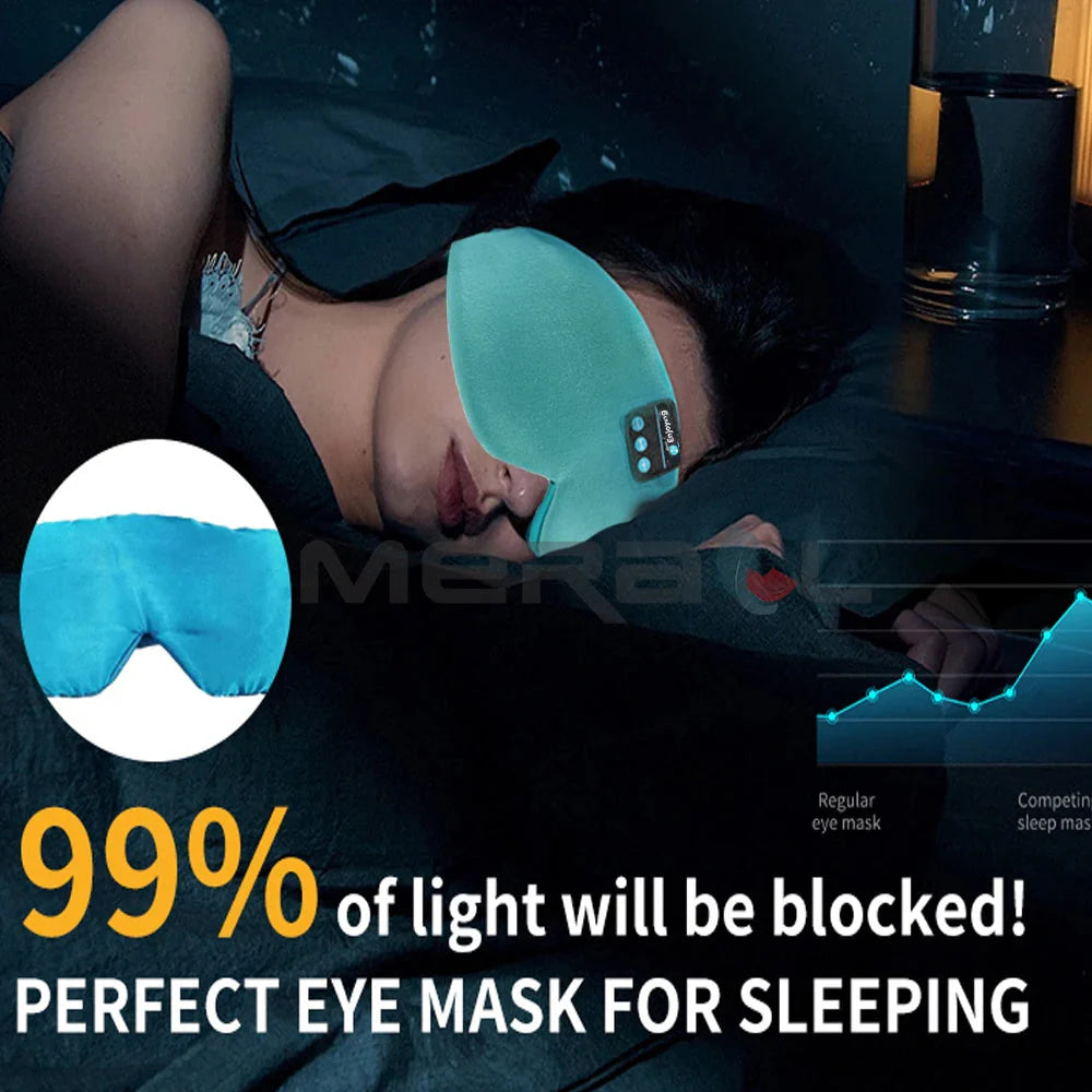 Soft Sleep Mask Bluetooth Wireless Headphones Sleeping Headphones Adjustable Music Eye Mask Silk for Sleeping Mask EyeMask Sleep Dream Tech Sleep
