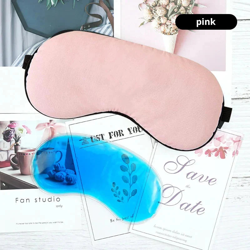 Sleep Light Blocking Eye Mask and Gel Cold Ice Pack Double-Sided Ice Silk Warm Cool Sleep Eye Mask for Travel Sleeping Dream Tech Sleep