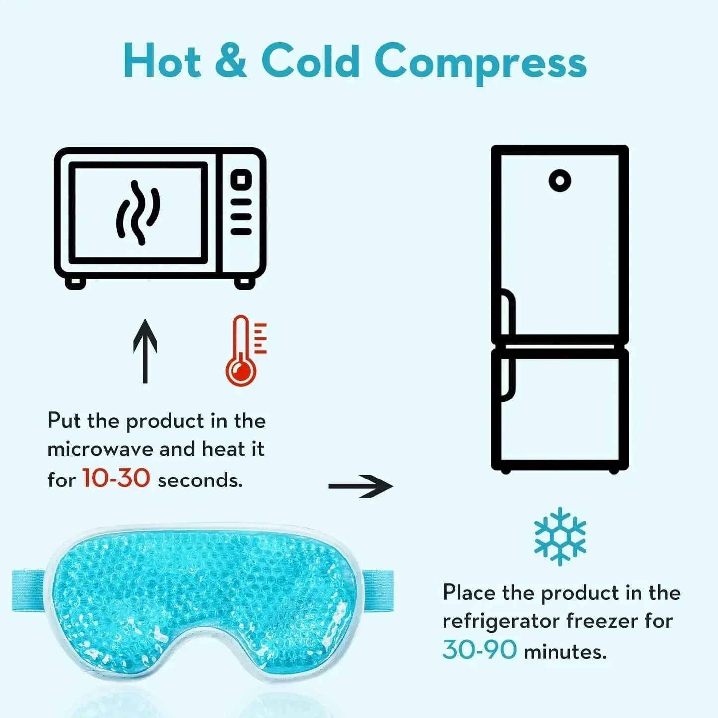 PVC Eye Mask Cooling Eye Mask Hot Cold Compress Gel Beads Eye Mask for Puffy Eyes Dark Circles Reduce Eyes Dry Sleep Eyes Mask My Store