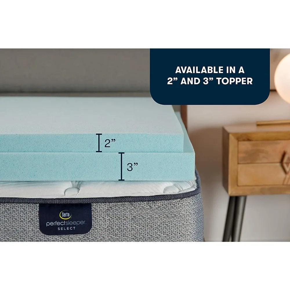 ThermaGel Cooling Memory Foam Mattress Topper | 3 Inch, King Size, Blue Dream Tech Sleep
