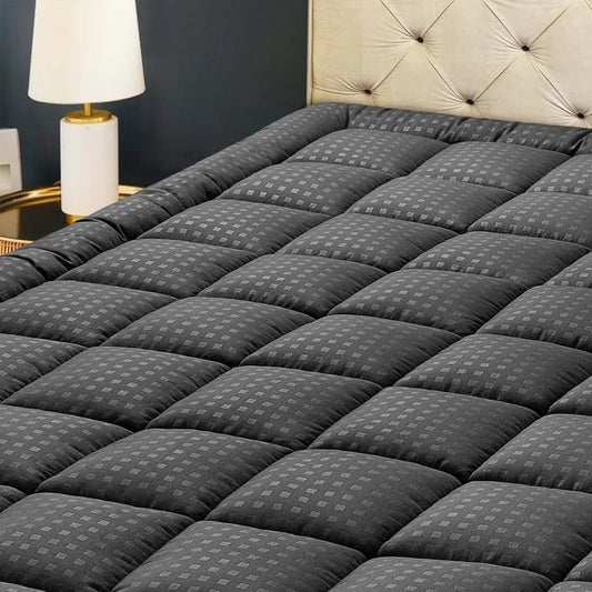 Quilted Fitted Mattress Pad Protector | Cooling, Pillow Top, Breathable & Fluffy Soft Topper Dream Tech Sleep