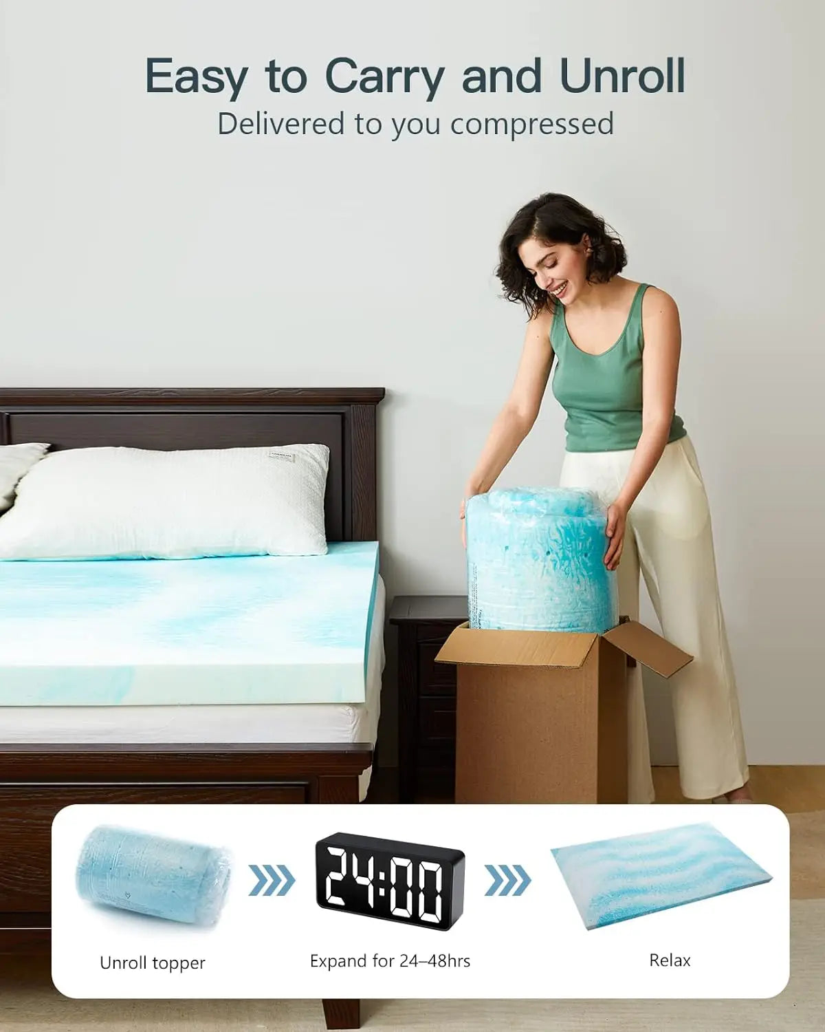 Twin Memory Foam Mattress Topper | Pressure Relief, Cooling Gel Infusion, Multiple Sizes Dream Tech Sleep