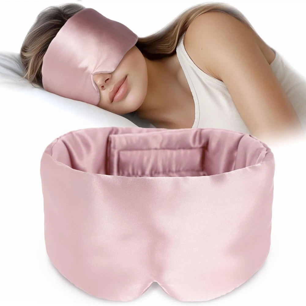 Silk Sleep Mask Soft Pressureless Sleeping Mask 100% Mulberry Silk for Eye Skin Anti Wrinkles,Adjustable Wide Velcro Ear Cover My Store