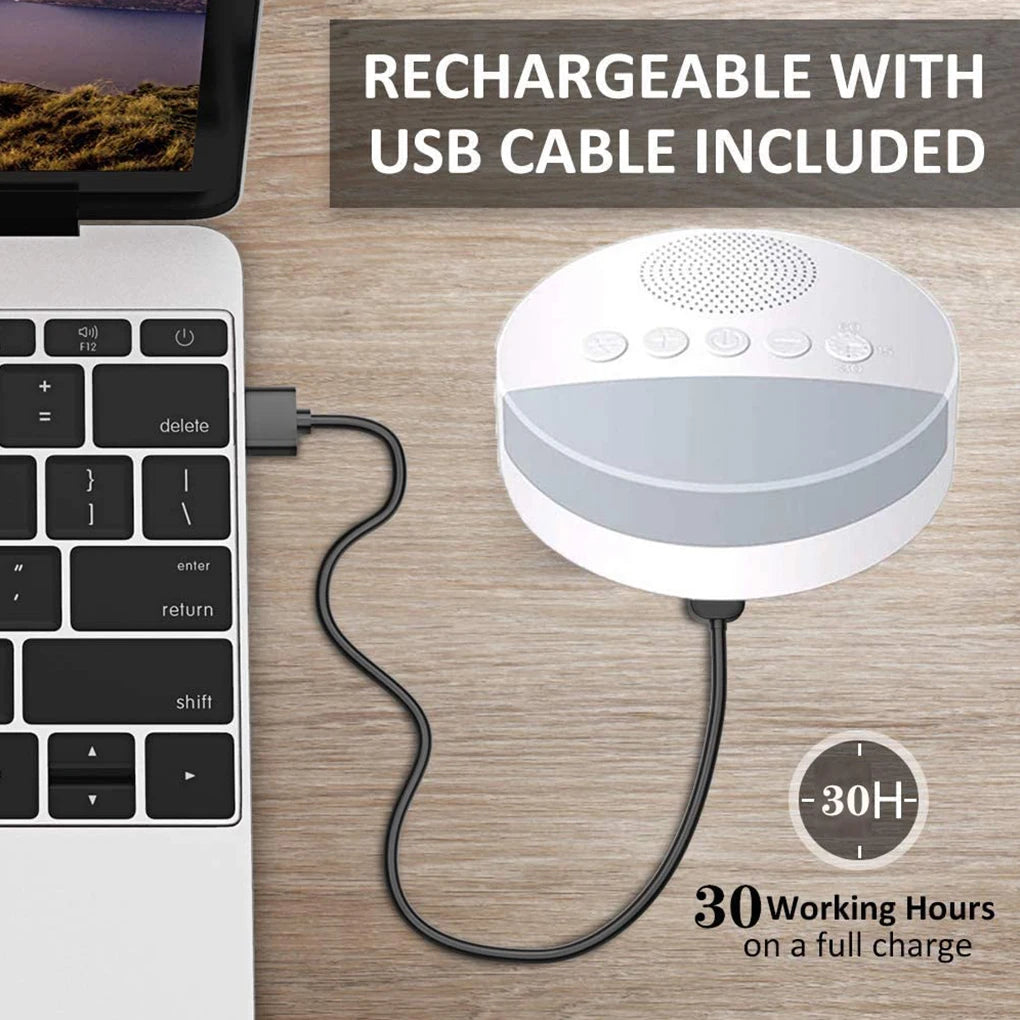 White Noise Machine Reusable Battery Operated USB Charging DC 5V Night Light Baby Adult Travel Sleeping Sound Player Dream Tech Sleep