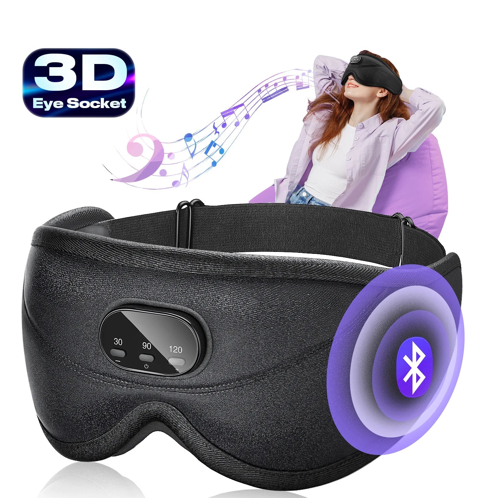 3D Bluetooth Sleeping Mask Headphones Eye Mask Comfortable Wireless Music Sleep Mask Noise Reduction Blackout Sleeping Mask  My Store
